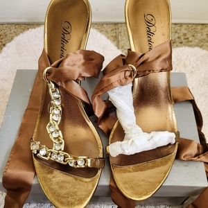 Golden brown strappy sandals -8.5